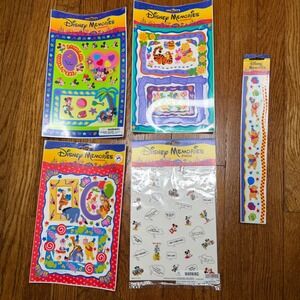 Y2K Vintage Disney Scrapbook Stickers Mickey Winnie the Pooh 5 Sheets Sandylion